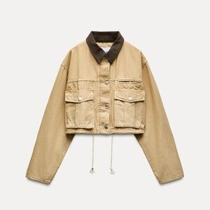 ZARA CONTRASTING COLLAR CROP JACKET